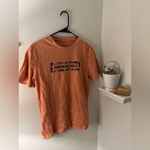american eagle t shirt men’s small graphic tee short sleeve letter peach pastel